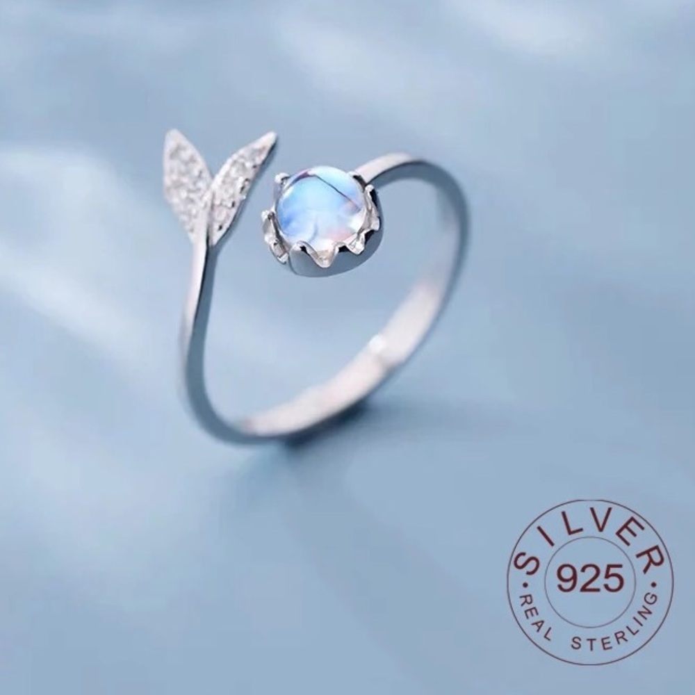 New Sterling Silver 925 Moonstone Adjustable Ring